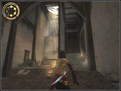 Zeskocz z półpiętra na dziedziniec i pobiegnij co sił w nogach w stronę drzwi - [17] The Balconies (balkony) | Prince of Persia Dwa Trony - Prince of Persia: Dwa Trony - poradnik do gry