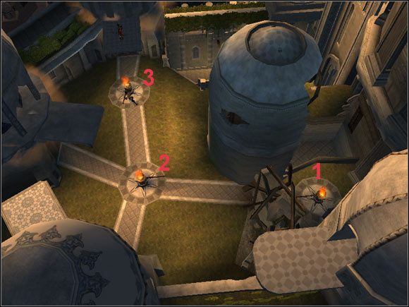 Rozmieszczenie mechanizmów obrotowych na poziomie 19. The Temple Rooftops - [19] The Temple Rooftops (dachy świątyni) | Prince of Persia Dwa Trony - Prince of Persia: Dwa Trony - poradnik do gry