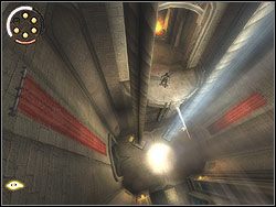 Zwróć się w lewo, podejdź do ściany i pobiegnij po niej poziomo na półkę w przeciwnym rogu komnaty - [20] The Temple (świątynia) | Prince of Persia Dwa Trony - Prince of Persia: Dwa Trony - poradnik do gry