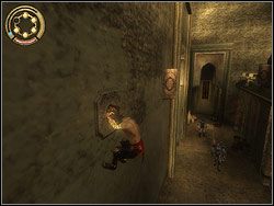 Skocz przed siebie na relief w murze wbijając w niego sztylet - [21] The Marketplace (rynek) | Prince of Persia Dwa Trony - Prince of Persia: Dwa Trony - poradnik do gry