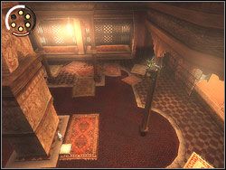 Po zwycięskiej walce wdrap się na kolumnę stojącą naprzeciw wielkiego filara na środku sali - [23] The Bowery (buduar) | Prince of Persia Dwa Trony - Prince of Persia: Dwa Trony - poradnik do gry