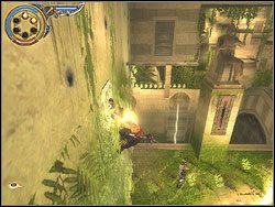 Pod tobą plac z jednym Strażnikiem Piasku i dwoma Niewolnikami - [27] The City Gardens (miejskie ogrody) | Prince of Persia Dwa Trony - Prince of Persia: Dwa Trony - poradnik do gry