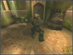 Po kilku ciosach Golem przyklęknie, wpakuj mu się wtedy na głowę - [27] The City Gardens (miejskie ogrody) | Prince of Persia Dwa Trony - Prince of Persia: Dwa Trony - poradnik do gry