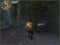 Przejdź przez bramę do korytarza wśród zieleni, na wprost wejścia stoi fontanna - [33] The Hanging Gardens (wiszące ogrody) | Prince of Persia Dwa Trony - Prince of Persia: Dwa Trony - poradnik do gry