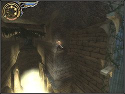 Stań na skraju przepaści przy prawej ścianie - [37] The Underground Cave (podziemna grota) | Prince of Persia Dwa Trony - Prince of Persia: Dwa Trony - poradnik do gry