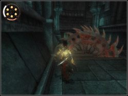 By w czasie skakania z muru na mur nie zawadziła cię ostra jak brzytwa tarcza, zacznij pierwszy skok w momencie, gdy tarcza będzie dokładnie pod tobą - [35] The Well of Ancestors (szyb przodków) | Prince of Persia Dwa Trony - Prince of Persia: Dwa Trony - poradnik do gry