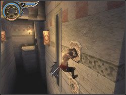 Po lewej stronie masz tarczę, poruszającą się z góry do dołu i z powrotem - [41] The Middle Tower (średnia wieża) | Prince of Persia Dwa Trony - Prince of Persia: Dwa Trony - poradnik do gry