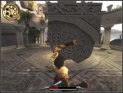 Podejdź do kolumny, nad którą niewysoko wisi kawałek muru - [43] The Terrace (taras) | Prince of Persia Dwa Trony - Prince of Persia: Dwa Trony - poradnik do gry