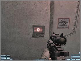 Zacznij strzelać do widocznych gostków (#1), najlepiej stosując gdzieś z boku, tak aby uniknąć jednoczesnego ostrzału ze wszystkich stron - [Misja 15] [Segment 2/3] Mercenary Base | Rainbow Six Lockdown - Tom Clancys Rainbow Six: Lockdown - poradnik do gry