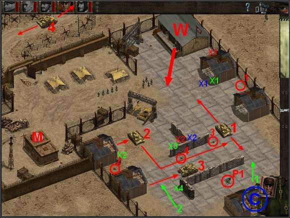 Jedź drogą niszcząc stanowiska karabinów maszynowych C z obu stron traktu - Misja 10 Operation Icarus | Commandos Za linią wroga - Commandos: Za linią wroga - poradnik do gry