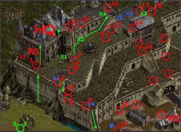 W tym momencie opisuję parę akcji przeciwko kilku celom (Niemcom), których nie ma na obrazku - Misja 20 Operation Valhalla | Commandos Za linią wroga - Commandos: Za linią wroga - poradnik do gry