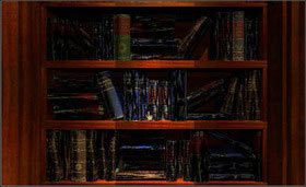 Podejdź do półki z książkami i zacznij je przeglądać. Większość z nich jest spalona, tylko pięć ksiąg nadaje się do czytania. - MYST cz.2 | Myst - Myst - poradnik do gry