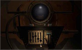 Jeśli ten sposób okaże się zbyt trudny, to proponuję przesunąć suwaki panelu, oczywiście w kolejności od lewej do prawej strony, w następujący sposób: suwak pierwszy na ósmy dźwięk, drugi- na dwudziesty, trzeci - na dwudziesty trzeci, czwarty - na trzynasty, a piąty - na szósty. Niestety, to też nie jest zbyt łatwe - suwaki trzeba przesuwać bardzo powoli, wsłuchując się w każdą, subtelną zmianę wysokości dźwięku. - SELENITIC AGE cz.2 | Myst - Myst - poradnik do gry