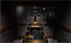 I ostatni ruch - ponownie prawa dźwignia, tym razem przytrzymaj ją dłużej, aż środkowy pierścień przekręci się na 2. I to wszystko - kombinacja 2, 2, 1 ułożona. Usłyszysz dźwięk, a mechanizm przesunie się. Jeśli zabawa z cyferkami Ci nie wyszła, nic straconego, możesz ją powtarzać dowolną ilość razy, restartując mechanizm przy pomocy dźwigni znajdującej się w prawym górnym rogu. - MECHANICAL AGE cz.1 | Myst - Myst - poradnik do gry