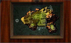 Czas wybrać się do Stoneship Age. Jak zwykle, najpierw zaczynasz od odczytania wskazówki, jak się tam dostać. A zatem na mapie w bibliotece, obróć więżę (migający znak), tak aby czerwona linia wskazywała zatopiony statek. Dotknij obrazu wiszącego na ścianie, gdy sekretne przejście otworzy się, wsiądź do windy. - STONESHIP AGE cz.1 | Myst - Myst - poradnik do gry