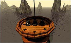 Podejdź do tego mechanizmu. Naciśnij pierwszy przycisk z lewej. Usłyszysz dźwięk. Ciekawe, co się stało? - STONESHIP AGE cz.2 | Myst - Myst - poradnik do gry