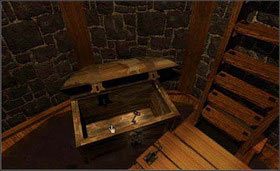 Teraz kufer unosi się na wodzie. Podejdź i skorzystaj z klucza. Gdy otworzysz kufer, w środku znajdziesz kolejny klucz. - STONESHIP AGE cz.2 | Myst - Myst - poradnik do gry