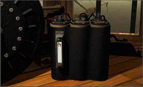 Tutaj znajdziesz generator i baterie. Zakręć kilka razy rączką generatora, tak aby światełko na bateriach było zielone. - STONESHIP AGE cz.2 | Myst - Myst - poradnik do gry