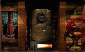 Teraz zacznij obracać czerwonym kołem. Wykonaj kilka solidnych ruchów i poczekaj, czy ciśnienie w bojlerze podniesie się do maksymalnej wartości. - CHANNELWOOD AGE cz.1 | Myst - Myst - poradnik do gry