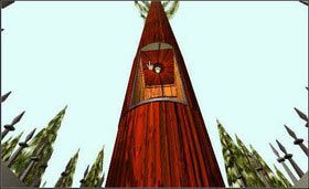 Spójrz w górę, a zobaczysz windę. Aktualnie jest ona za wysoko. Zatem teraz należy obniżyć ciśnienie. - CHANNELWOOD AGE cz.1 | Myst - Myst - poradnik do gry