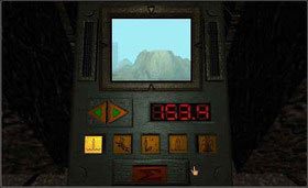 Zaczynając od lewej strony, przycisk z kropelkami wody ustaw na 153,4 stopnie, kolejny przycisk - z lawą na 130,3 stopnie, następnie zegar na 55,6 stopni, kryształ - 15,0 stopni i źródło na 212,2 stopnie. - SELENITIC AGE cz.3 | Myst - Myst - poradnik do gry