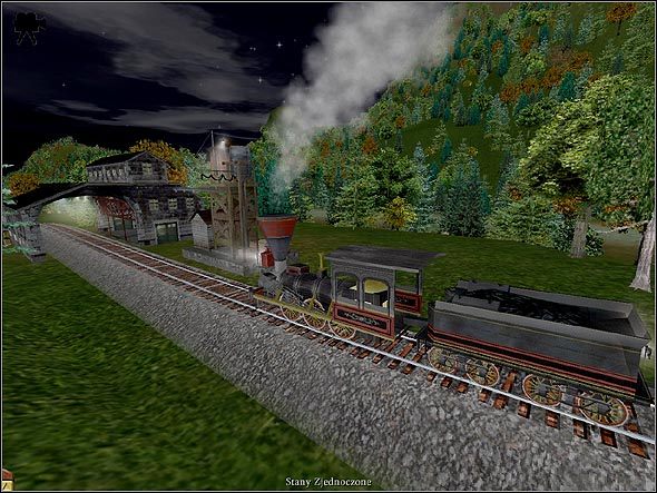 Pociąg zmierza do wieży serwisowej i zakładu remontowego - Mosty i tunele | Infrastruktura w Railroad Tycoon 3 - Railroad Tycoon 3 - poradnik do gry