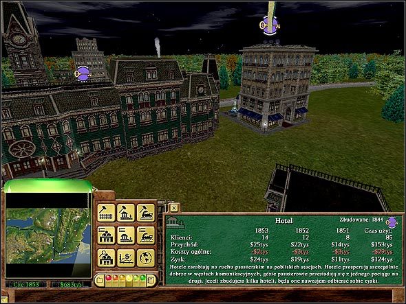 Jak widać powyżej, w ciągu ośmiu lat zwróciły nam się koszty budowy hotelu - Stacje kolejowe i budynki usługowe | Infrastruktura w Railroad Tycoon 3 - Railroad Tycoon 3 - poradnik do gry