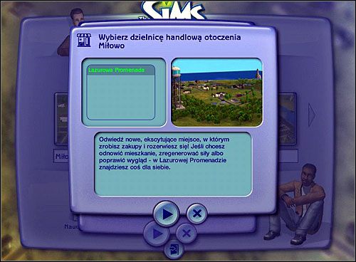 U góry ekranu, po lewej stronie znajduje się ikonka nowego dodatku - Poradnik do gry - Informacje ogólne - pierwsze kroki | The Sims 2 Własny biznes - The Sims 2: Własny Biznes - poradnik do gry