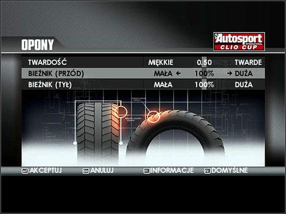 Odpowiednio dobrane opony nieraz decydują o sukcesie lub porażce... - Ustawienia (Tuning) cd. - TOCA Race Driver 3 - poradnik do gry