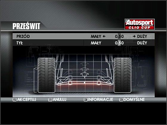 Wysokość karoserii odgrywa ważną rolę podczas dynamicznego pokonywania zakrętów. - Ustawienia (Tuning) cd. - TOCA Race Driver 3 - poradnik do gry