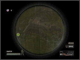 Dzięki temu uzyskasz wolną drogę do rozprawienia się z dwoma szeregowymi, stojącymi za ciężarówką [1] - Misja 4 - Under Their Noses | Solucja Commandos Strike Force - Commandos: Strike Force - poradnik do gry