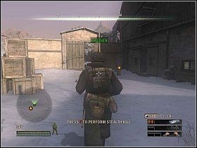 Po scence przepłyń Szpiegiem na drugą stronę (skorzystaj z pontonu) i idź wzdłuż muru z lewej - Misja 6 - A Cold Reception | Solucja Commandos Strike Force - Commandos: Strike Force - poradnik do gry