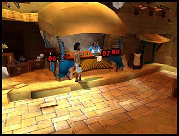 Przejdź ulicą w prawo, dotrzesz do bramy miasta i drogi prowadzącej nad Nil - Jak wkurzyć Faraona (2) | Rozdział I | Ankh Klątwa Mumii - Ankh: Klątwa Mumii - poradnik do gry