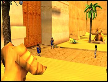 Porozmawiaj ze strażnikami stojącymi obok bramy, dowiesz się wtedy, iż mają oni jeden słaby punkt - boją się krokodyli - Jak wkurzyć Faraona (3) | Rozdział I | Ankh Klątwa Mumii - Ankh: Klątwa Mumii - poradnik do gry