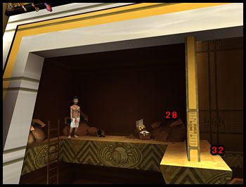 Zejdź na dół z zmiel ziarno przy pomocy stojących w rogu żarn [millstone] (29) - Przywoływanie Ozyrysa (1) | Rozdział III | Ankh Klątwa Mumii - Ankh: Klątwa Mumii - poradnik do gry