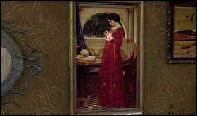 Tutaj zwróć uwagę na obraz kobiety trzymającej kulę. Najedź dłonią na ową kulę i przyciśnij. - SOBOTA 12 PAŹDZIERNIKA cz.3 | Scratches - Scratches - poradnik do gry