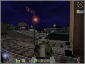 Przełącz się teraz na komandosa, który minął stanowisko niemieckiego ckmu i idź nim prosto, dochodząc do muru - wtedy skręć w prawo i zaraz znowu w lewo - Misja 3