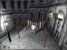 Potem jeszcze kawałek prosto pośród budynków i jesteś przy cywilnych ubraniach wiszących na sznurach - Misja 2