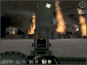 Przemieszczaj się w kierunku wyjścia z tego piekiełka środkiem hali (tak jak pokazuje zielona strzałka na mojej mapce) - Misja 3