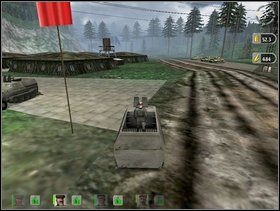 Wróć snajperem do swojego transportera a tym ostatnim wjedź do obozu wykańczając z kaemu Szwabków wybiegających z namiotów (czerwone strzałki ), którzy wejdą Ci pod lufę - Misja 5