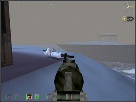 Z rkmu z prawej strony budynku zlikwiduj Fryców, którzy wejdą pod lufę - dwóch Szwabów przy zbiornikach nad wodą na zachodzie, kolejnych dwóch (występujących pojedynczo) bliżej centrum mapy - Misja 1