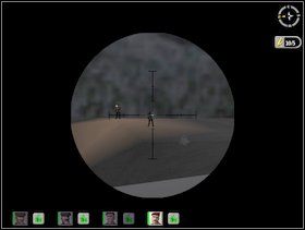 Z pozycji S1 (na mojej mapie) zlikwiduj ze snajperki dwóch Fryców z karabinami szturmowymi MP44 blokujących zejście z tego wzniesienia i dwóch Szkopków na dole, pałętających się koło budynku laboratorium - Misja 2