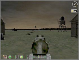 Kiedy zasadzka na Fryców z baraków_2 jest już odpowiednio przygotowana zrób jednym z komandosów parę kroków w stronę dwóch ostatnich baraków i szybko wycofaj się w pobliże jednego z nich tak aby dał Ci chociaż częściową osłonę - Misja 2