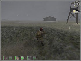 Teraz powinieneś przygotować zasadzkę na Niemców, którzy wybiegną z baraków na południu w chwili gdy zabijesz strażnika i uwolnisz agenta-pilota bombowca - Misja 1 