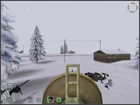 Potem wystrzel Panzerfausta w kierunku czołgu_1 (czołgiści są chyba ślepi i głusi) zajmując pozycję mniej więcej w X2 (ale im bliżej uda Ci się podejść tym lepiej) - Misja 1