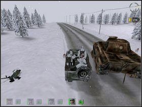 Kiedy most pontonowy wyleci w powietrze załaduj cały zespół na jeepa (jeden komandos niech chwyci za wkm) i ruszaj drogą prowadzącą na zachód - Misja 1