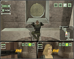 Wprowadź jednego z bohaterów do szybu wentylacyjnego: wejdź po największej drabinie i odstrzel kłódkę - Misja 10 Fosters Villa - Sewers | Opis przejścia The Plan - The Plan - poradnik do gry