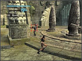 Z czasem radziłbym przestawić się na karabin maszynowy, gdyż przeciwnicy będą dobrze uzbrojeni (#1) - Bolivia - Tiwanaku (7) | Etap 1 | Tomb Raider Legenda - Tomb Raider: Legenda - poradnik do gry