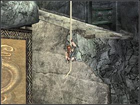 Obróć się na linie w lewo, a następnie zaczekaj aż kolejna kula przetoczy się po schodach - Ghana - Pursuing James Rutland (7) | Etap 4 | Tomb Raider Legenda - Tomb Raider: Legenda - poradnik do gry