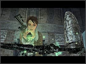 Jeśli chcesz możesz już teraz przetestować nowo zdobytą broń (#1), gdyż Lara będzie z niej korzystała praktycznie do samego końca gry - Nepal - The Ghalali Key (6) | Etap 7 | Tomb Raider Legenda - Tomb Raider: Legenda - poradnik do gry